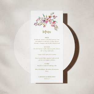 Menu Mariage minimaliste Boho rose Fleur sauvage person