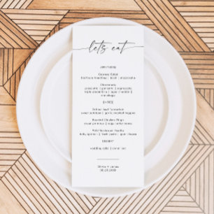 Menu Mariage minimaliste, Cartes de menu Mariage