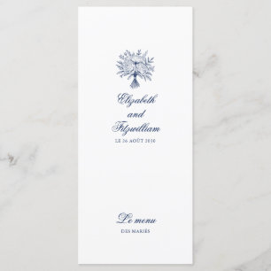 Menu Mariage minimaliste de bouquet nuptial