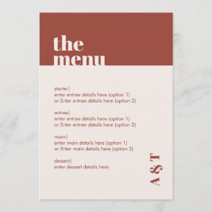 Menu Mariage minimaliste de rouille