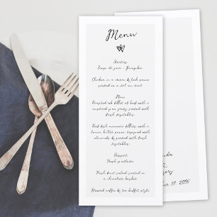 Menu Mariage minimaliste de typographie écrite à la mai