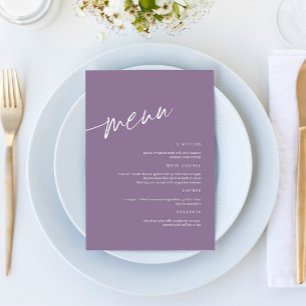 Menu Mariage minimaliste Dusty Purple