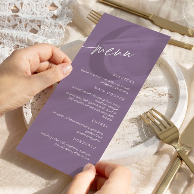 Menu Mariage minimaliste Dusty Purple (Créateur téléchargé)