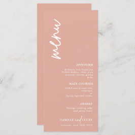 Menu Mariage minimaliste Dusty Rose