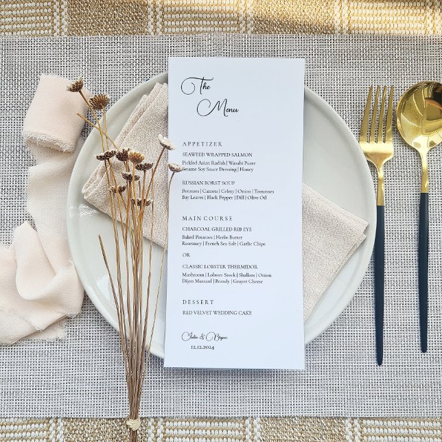 Menu Mariage minimaliste Élégant (Créateur téléchargé)
