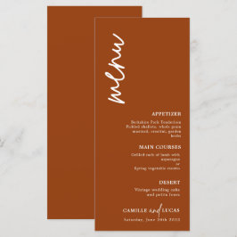 Menu Mariage minimaliste en terre cuite