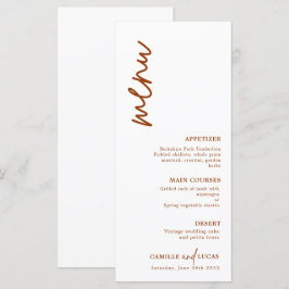 Menu Mariage minimaliste en terre cuite