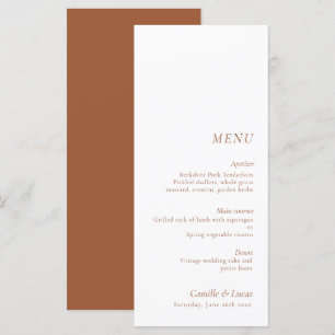 Menu Mariage minimaliste en terre cuite