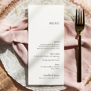 Menu Mariage minimaliste et élégant