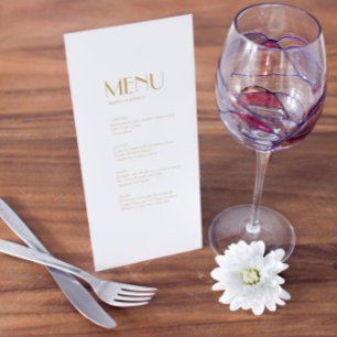 Menu Mariage minimaliste Gold Modern Art Déco