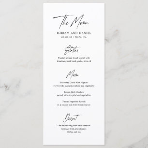 Menu Mariage Minimaliste Moderne