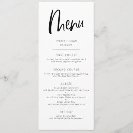 Menu Mariage minimaliste moderne