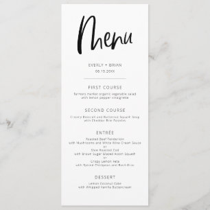Menu Mariage minimaliste moderne