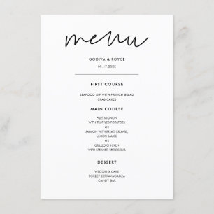 Menu Mariage minimaliste moderne