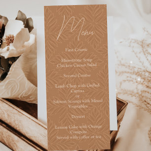 Menu Mariage minimaliste moderne en terre cuite de Bohê