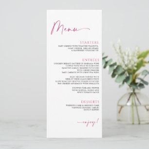 Menu Mariage minimaliste moderne Magenta rose