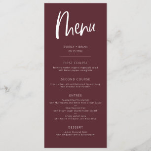 Menu Mariage minimaliste moderne Merlot