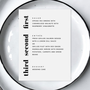 Menu Mariage minimaliste moderne noir et blanc