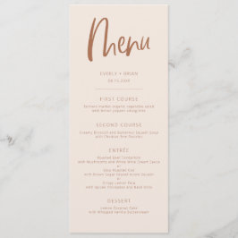 Menu Mariage minimaliste moderne rose pâle
