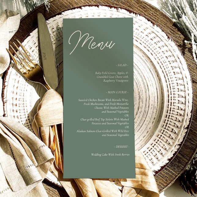 Menu Mariage minimaliste moderne Sage Green (Créateur téléchargé)