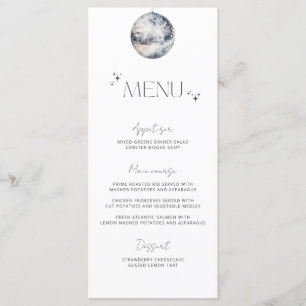 Menu Mariage minimaliste Silver Disco Ball