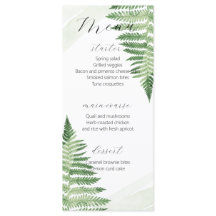 Menu Mariage minimaliste Vert Fern