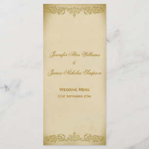 Menu mariage Modèle Feuille Vintage Parchemin en b