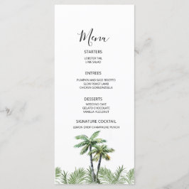 Menu Mariage Moderne à l'Aquarelle avec Palmier