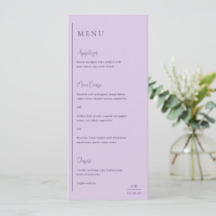 Menu Mariage moderne au lilas gracieux