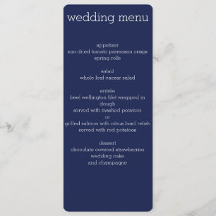 Menu Mariage moderne bleu marine