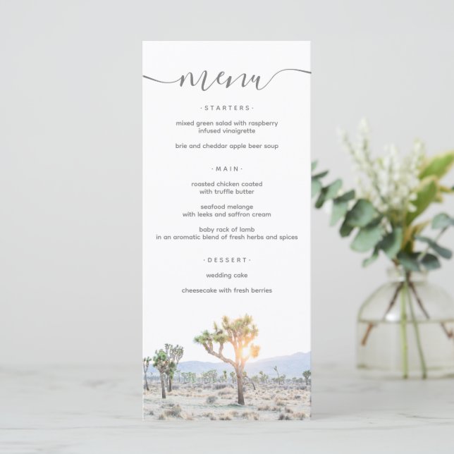 Menu Mariage moderne élégant Joshua Tree Boho (Debout devant)