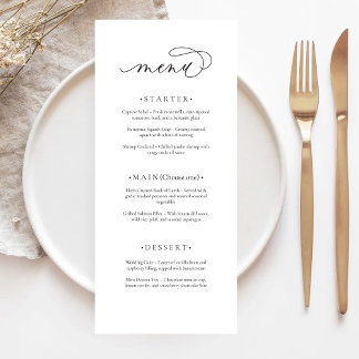 Menu Mariage moderne et élégant