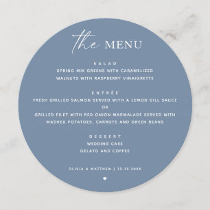 Menu Mariage Moderne et Élégant au Bord de Mer Rond F