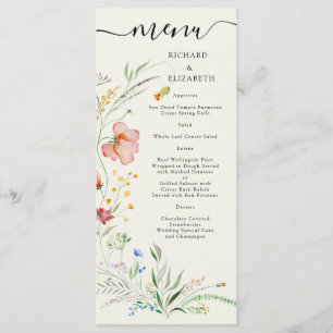 Menu Mariage moderne Fleur sauvage minimal élégant