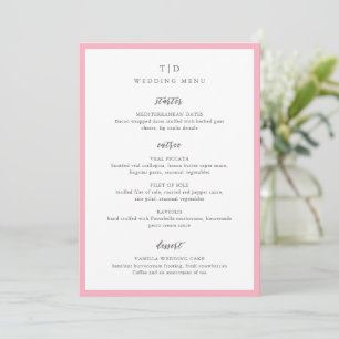 Menu Mariage Moderne Monogramme Rose Élégant
