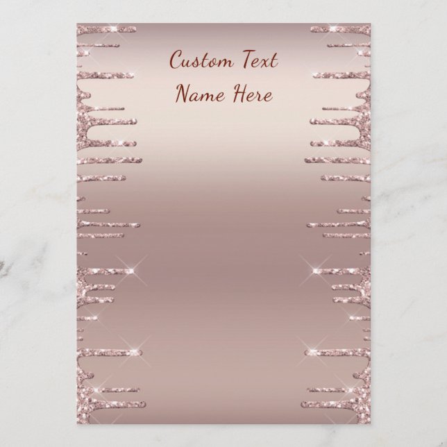 Menu Mariage moderne Rose Gold Blush Parties scint (Devant)