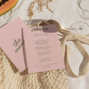 Menu Mariage Moderne Rose Vert Fantaisiste Été Amusant