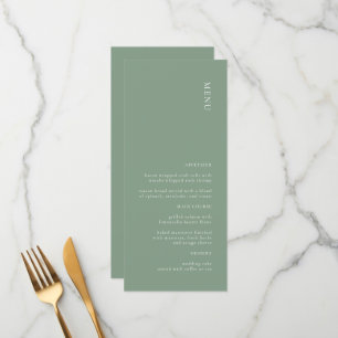 Menu Mariage moderne Simple Sage Green