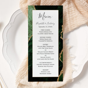 Menu Mariage Moderne Vert Chasseur Agate Or