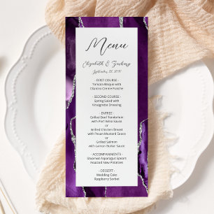 Menu Mariage Moderne Violet Argent Agate