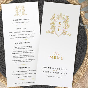 Menu Mariage monogramme de cime d'or blanc