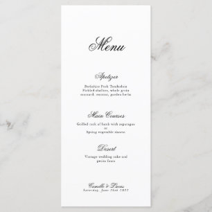 Menu Mariage Monogramme minimaliste moderne