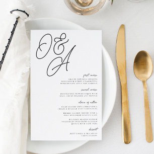 Menu Mariage Monogramme noir et blanc surdimension