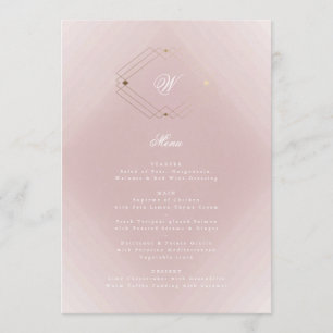 Menu Mariage Monogramme rose Rose doré classique
