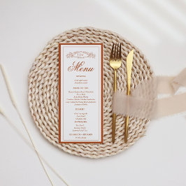 Menu Mariage monogramme simple en terre cuite