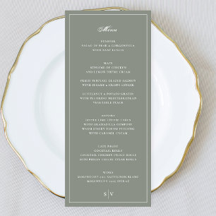 Menu Mariage Monogramme Vert Sage Premium