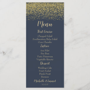 Menu Mariage Navy Blue and Gold Diamond