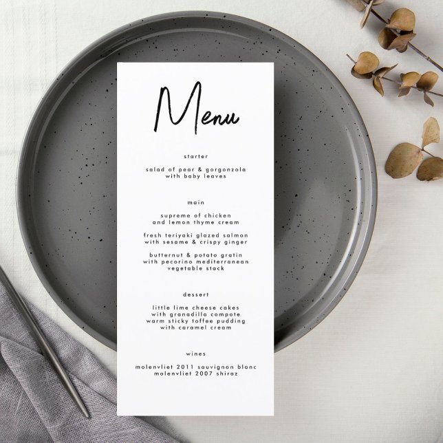 Menu Mariage noir blanc moderne et élégant (Créateur téléchargé)