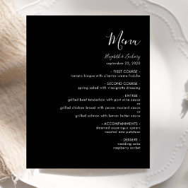 Menu Mariage noir Budget Moderne Blanc Script