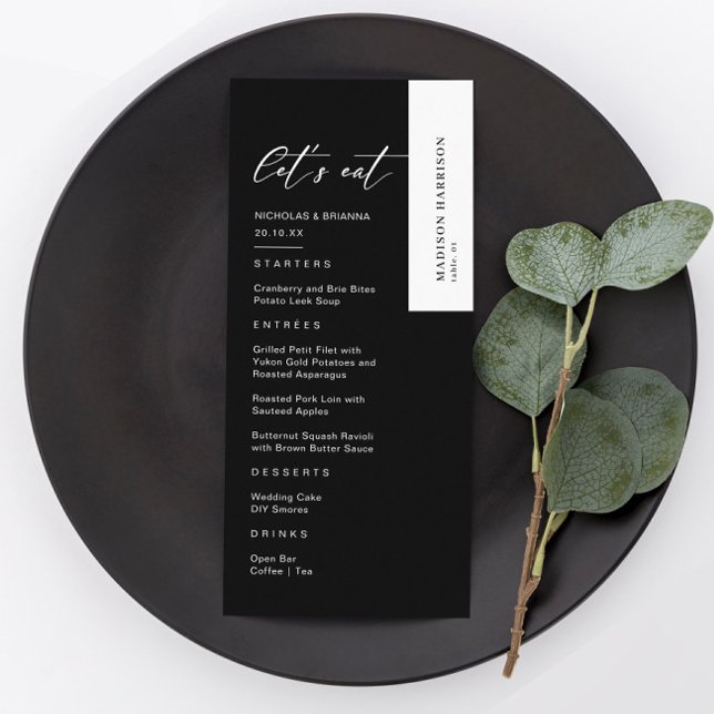 Menu Mariage Noir Chic  (Créateur téléchargé)